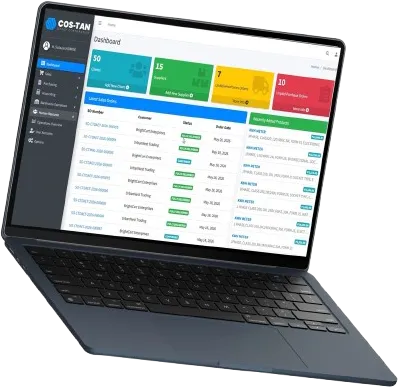 A laptop showcasing an ERP dashboard.